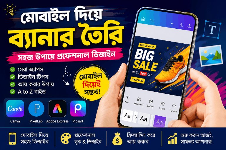 মোবাইল দিয়ে ব্যানার তৈরি