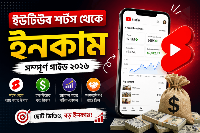 ইউটিউব শর্টস থেকে ইনকাম