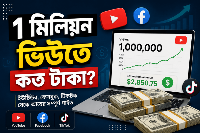 ১ মিলিয়ন ভিউতে কত টাকা পাওয়া যায়
